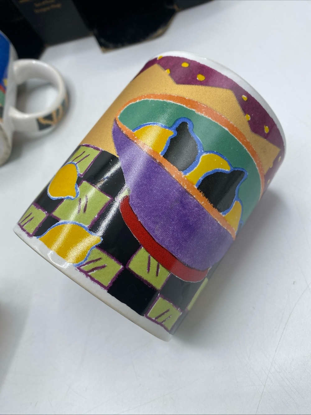 Buon Giorno Abstract Artsy Coffee Ceramic Cup Mugs vintage Mya Kramer Earthy - Picture 4 of 10
